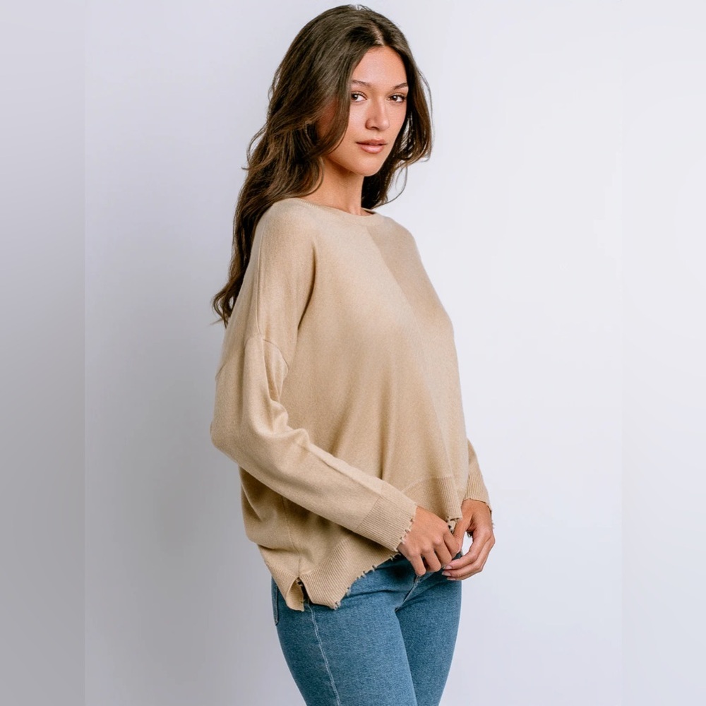 Kerisma Women’s Lawson Raw Hem Sweater in Oat Size S/M